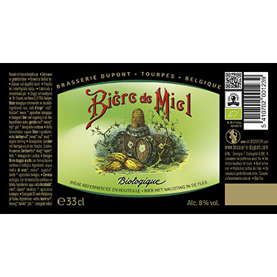 5410702001239 Bière de Miel Bio<sup>1</sup> - 33cl Bière biologique refermentée en bouteille (contrôle BE-BIO-01) Sticker Front